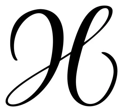 Hand drawn vector calligraphy capital letter H drop cap. Script font logo Illustrazione stock