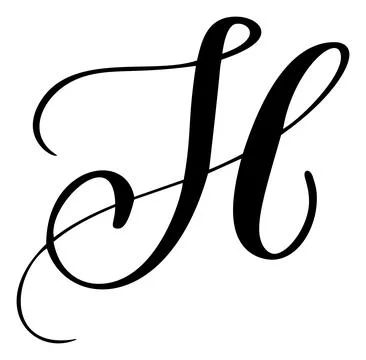 Hand drawn vector calligraphy capital letter H. Script font logo. Handwritten Illustrazione stock