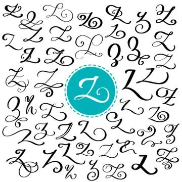 Hand drawn vector calligraphy letter Z. Script font. Isolated letters written イラスト素材
