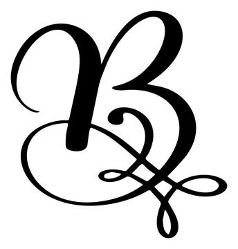 Hand drawn vector calligraphy letter B wedding symbol. Script font logo Illustrazione stock