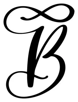 Hand drawn vector calligraphy letter B curve. Script font logo. Handwritten Illustrazione stock