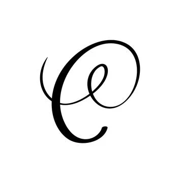 Hand drawn vector calligraphy letter C. Script font logo. Handwritten brush イラスト素材