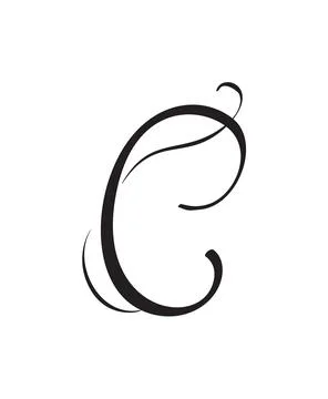 Hand drawn vector calligraphy letter C. Script font logo. Handwritten brush Illustrazione stock
