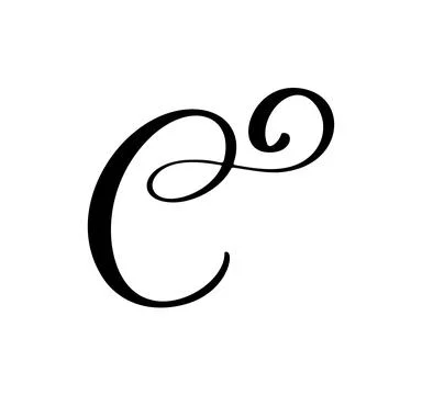 Hand drawn vector calligraphy letter C. Script font logo. Handwritten brush Illustrazione stock
