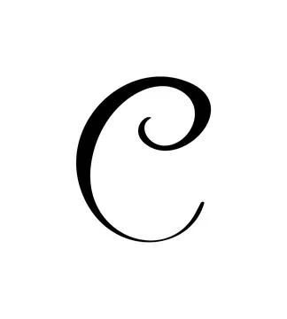 Hand drawn vector calligraphy letter C. Script font logo. Handwritten brush Illustrazione stock