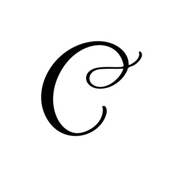 Hand drawn vector calligraphy letter C. Script font logo. Handwritten brush イラスト素材