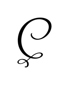 Hand drawn vector calligraphy letter C. Script font logo. Handwritten brush Illustrazione stock