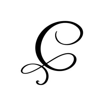 Hand drawn vector calligraphy letter C. Script font logo. Handwritten brush Ilustración de archivo