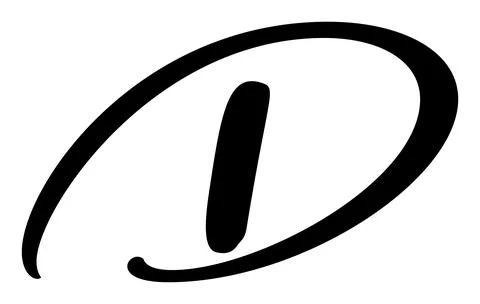 Hand drawn vector calligraphy letter D. Script font logo. Handwritten brush Illustrazione stock