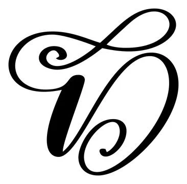 Hand drawn vector calligraphy letter D. Script font logo. Handwritten brush Stock Illustration