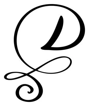 Hand drawn vector calligraphy letter D. Script font logo. Handwritten brush Stock Illustration