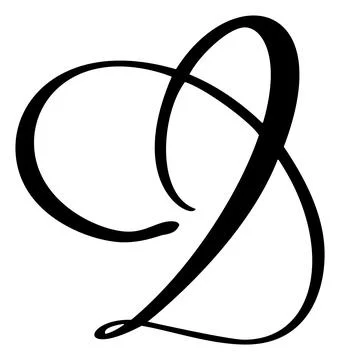Hand drawn vector calligraphy letter D. Script font logo. Handwritten brush Stock Illustration