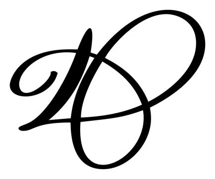 Hand drawn vector calligraphy letter D. Script font logo. Handwritten brush Illustrazione stock