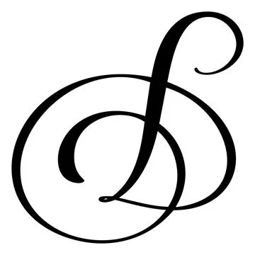 Hand drawn vector calligraphy letter D. Script font logo. Handwritten brush Illustrazione stock