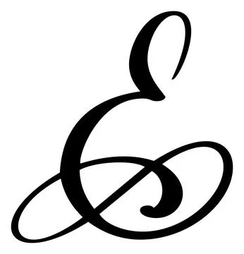 Hand drawn vector calligraphy letter E. Script font logo. Handwritten brush Illustrazione stock