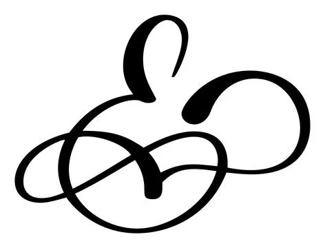 Hand drawn vector calligraphy letter E. Script font logo. Handwritten brush Illustrazione stock