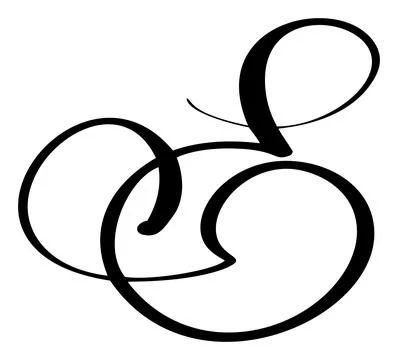 Hand drawn vector calligraphy letter E. Script font logo. Handwritten brush Illustrazione stock