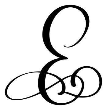 Hand drawn vector calligraphy letter E. Script font logo. Handwritten brush 스톡 일러스트