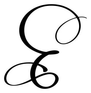 Hand drawn vector calligraphy letter E. Script font logo. Handwritten brush Illustrazione stock
