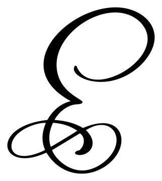 Hand drawn vector calligraphy letter E. Script font logo. Handwritten brush Illustrazione stock