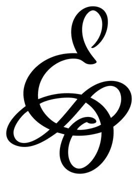 Hand drawn vector calligraphy letter E. Script font logo. Handwritten brush Illustrazione stock