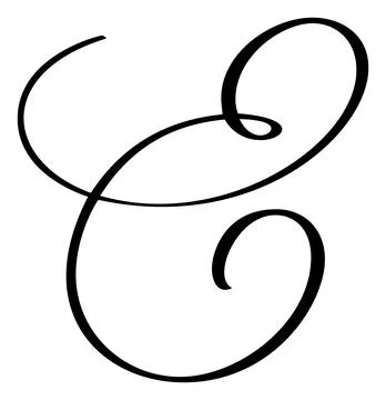 Hand drawn vector calligraphy letter E. Script font logo. Handwritten brush Illustrazione stock