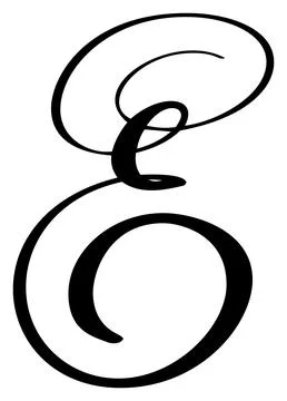 Hand drawn vector calligraphy letter E. Script font logo. Handwritten brush 스톡 일러스트