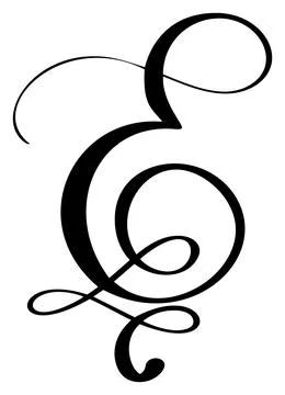 Hand drawn vector calligraphy letter E. Script font logo. Handwritten brush Illustrazione stock