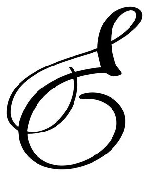 Hand drawn vector calligraphy letter E. Script font logo. Handwritten brush Illustrazione stock