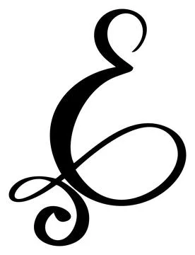 Hand drawn vector calligraphy letter E. Script font logo. Handwritten brush 스톡 일러스트