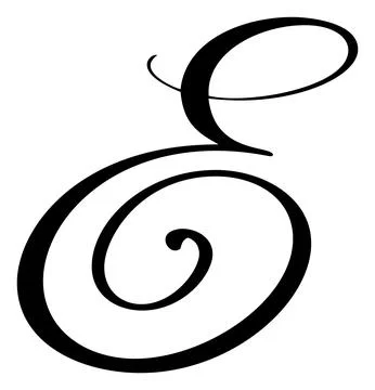 Hand drawn vector calligraphy letter E. Script font logo. Handwritten brush Illustrazione stock