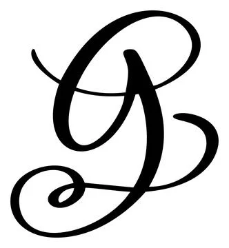 Hand drawn vector calligraphy letter G. Script font logo. Handwritten brush Stock Illustration