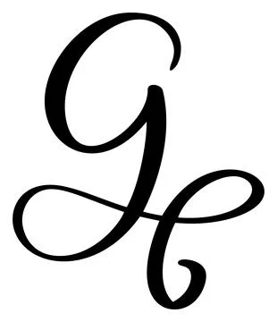 Hand drawn vector calligraphy letter G. Script font logo. Handwritten brush Stockillustratie