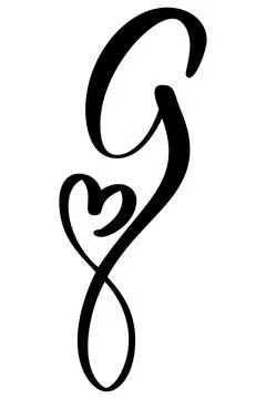 Hand drawn vector calligraphy letter G. Script font logo. Handwritten brush Stock Illustration