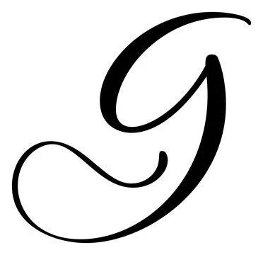 Hand drawn vector calligraphy letter G. Script font logo. Handwritten brush Stock Illustration