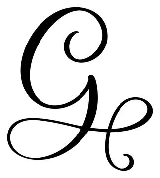 Hand drawn vector calligraphy letter G. Script font logo. Handwritten brush Illustrazione stock