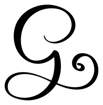 Hand drawn vector calligraphy letter G. Script font logo. Handwritten brush Stock Illustration