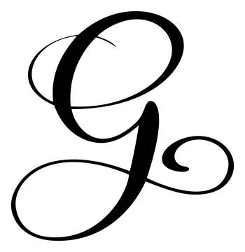 Hand drawn vector calligraphy letter G. Script font logo. Handwritten brush Illustrazione stock