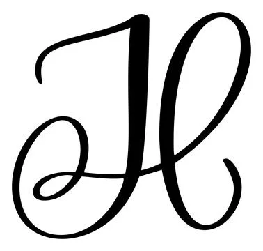 Hand drawn vector calligraphy letter H. Script font logo. Handwritten brush Stock Illustration