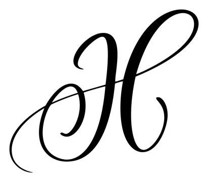 Hand drawn vector calligraphy letter H. Script font logo. Handwritten brush Stock-Illustration