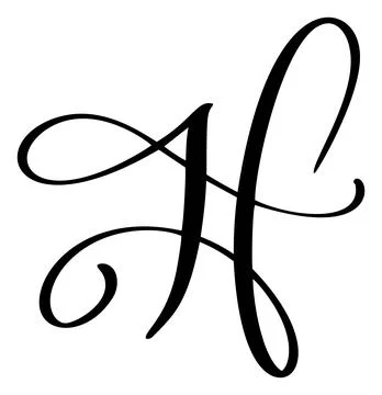 Hand drawn vector calligraphy letter H. Script font logo. Handwritten brush Stock Illustration