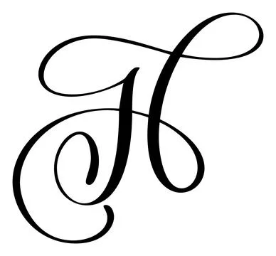 Hand drawn vector calligraphy letter H. Script font logo. Handwritten brush Stock Illustration