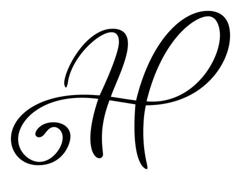 Hand drawn vector calligraphy letter H initials. Script font logo. Handwritten イラスト素材