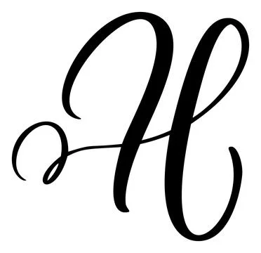Hand drawn vector calligraphy letter H. Script font logo. Handwritten brush Stock Illustration