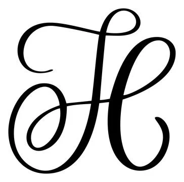 Hand drawn vector calligraphy letter H. Script font logo. Handwritten brush Illustrazione stock