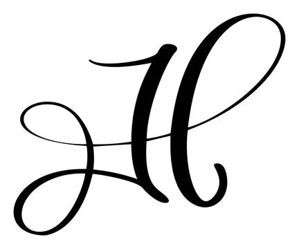 Hand drawn vector calligraphy letter H drop cap. Script font logo. Handwritten イラスト素材