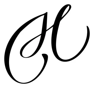 Hand drawn vector calligraphy letter H. Script font logo initials. Handwritten Stock Illustration