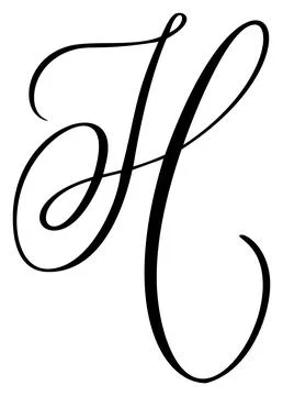 Hand drawn vector calligraphy letter H. Script font logo. Handwritten brush Illustrazione stock