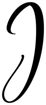 Hand drawn vector calligraphy letter capital I. Script font logo initials Illustrazione stock