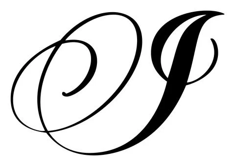 Hand drawn vector calligraphy letter capital I. Script font logo initials Illustrazione stock